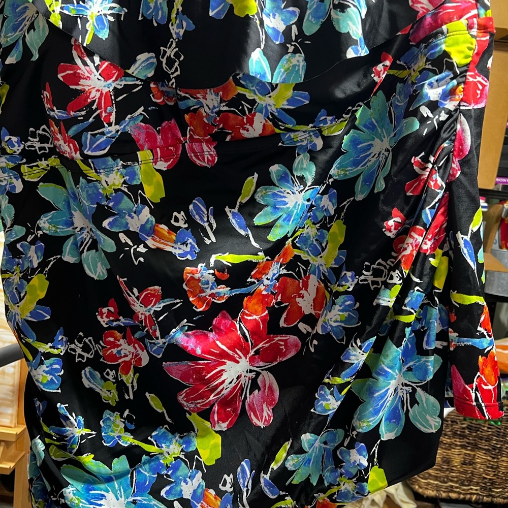 Floral Multicolor swimwear - tankini with skirt